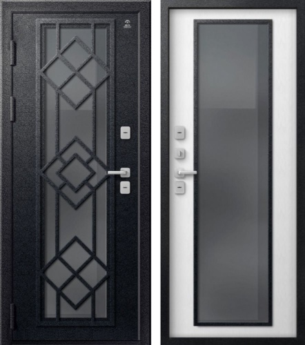 Центурион Т-21 Чёрный муар-Софт ясень белый (термодверь со стеклом)